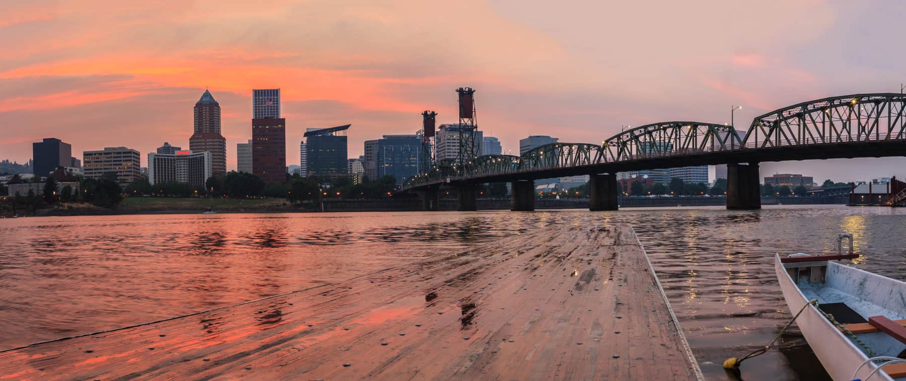 A beautiful Sunset in Portland Oregon USA with Amazing Colorful Skies