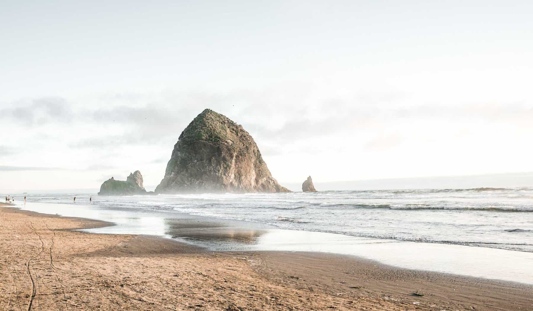 Beach, Nature, Ocean, Outdoors, Sand, Sea, Waves, Soil, and Water at the Oregon Coast on a cloudy day