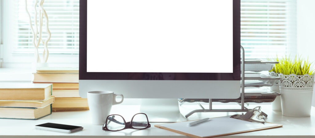 working table with computer desk, computer, chair, table, green, copy, white, lamp, pot, mouse, coffee, blank, flower, bright, cup, pen, portrait, mug, wall, lifestyle, desktop, room, books, design, plant, keyboard, smartphone, working, wooden, space, phone, office, environment, supply, glasses, headphones, frame