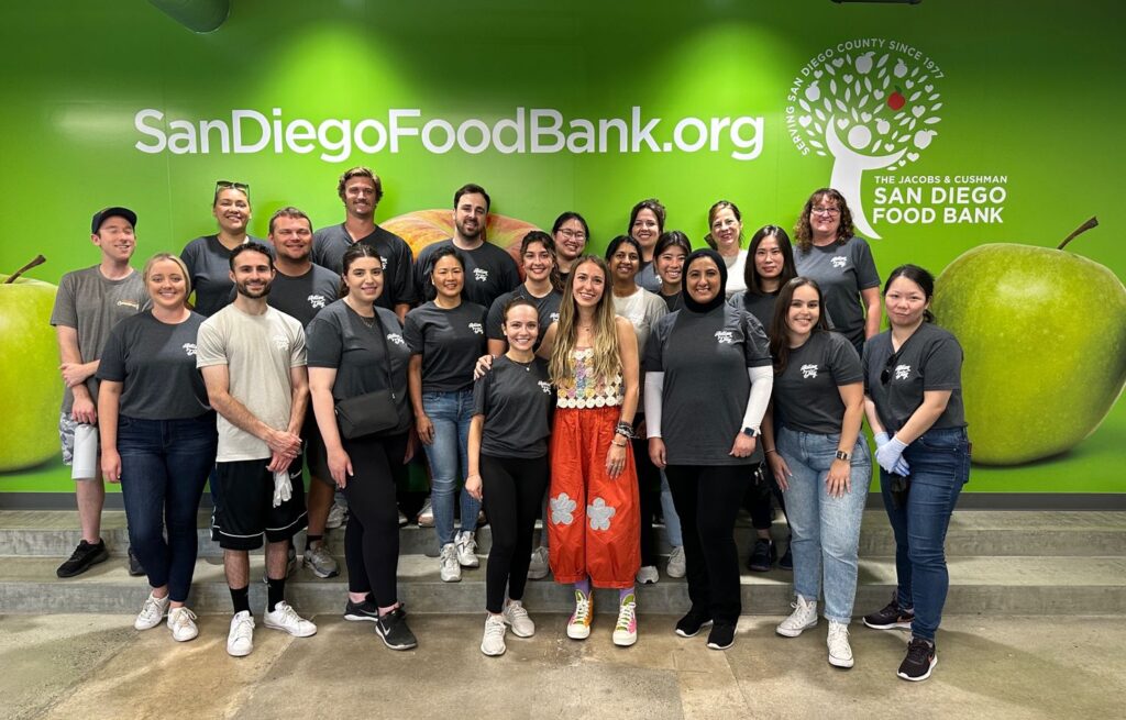 Group of Aldrich volunteers at the San Diego Food Bank on Action Day 2023, Aldrich's annual day of service.