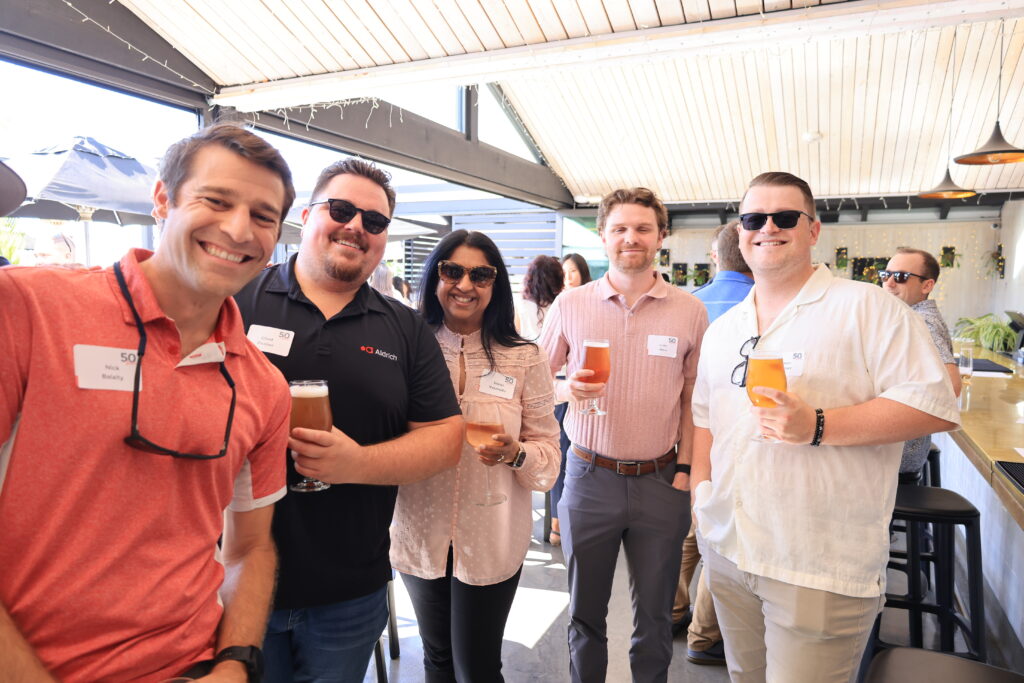 Aldrich celebrating its 50th anniversary in San Diego on the Kairoa Brewing rooftop.