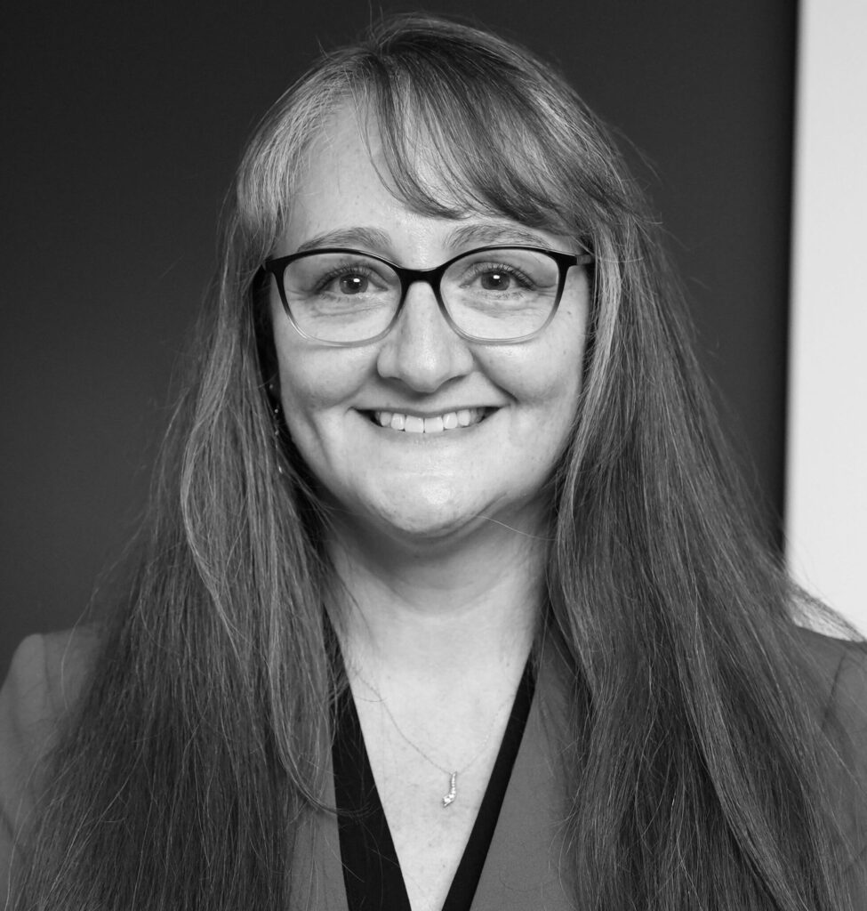 Joylyn Ankeney headshot, in black and white, who was just named Partner at Aldrich.