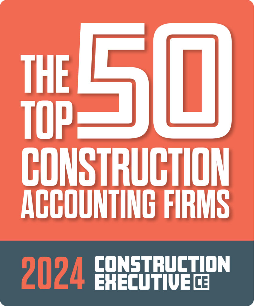 Construction Executive's Top 50 Construction Accounting Firms Award logo for 2024. Aldrich was ranked 16th.